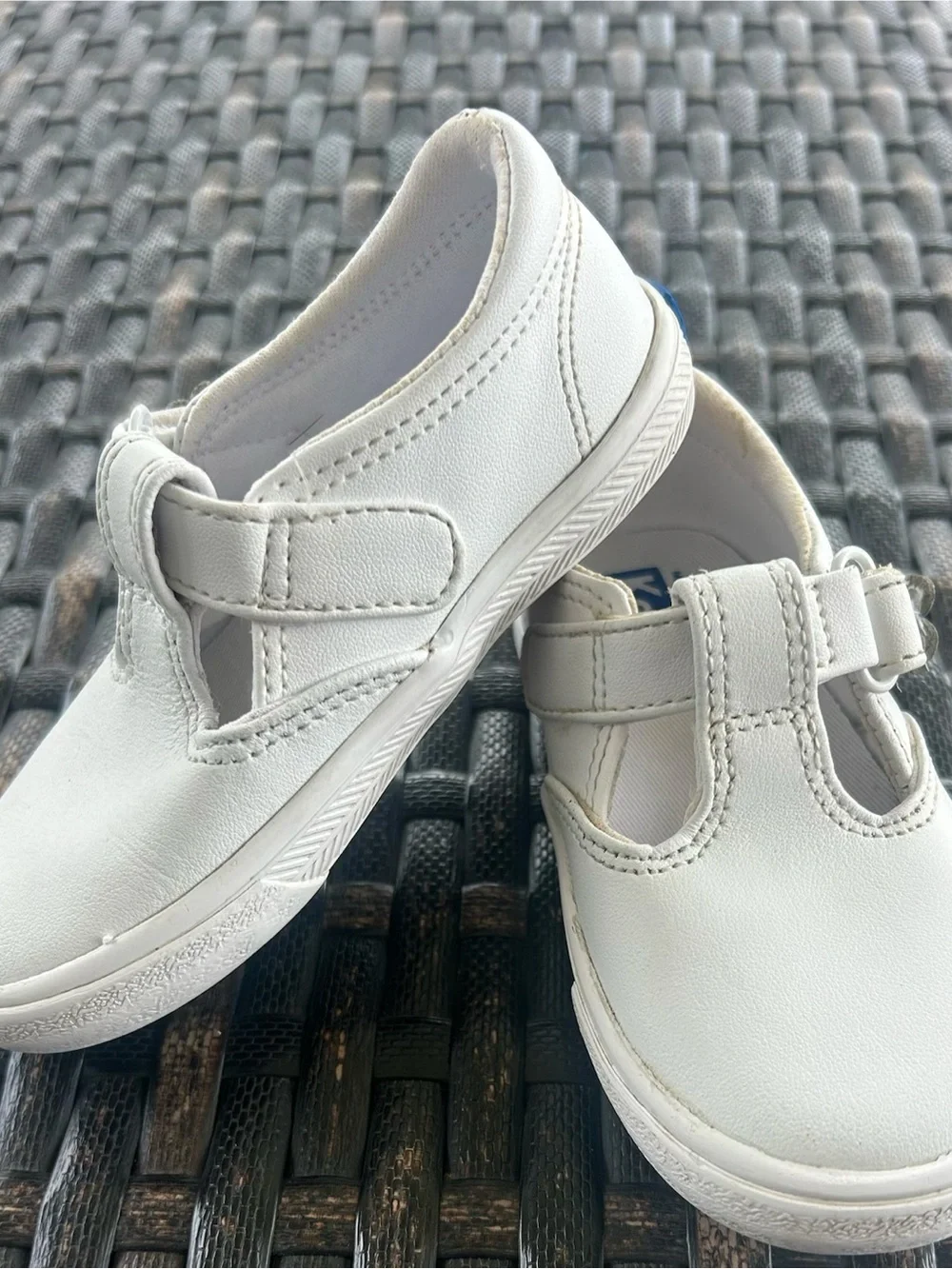 Keds White Kids T‑Strap Hook-and-Loop Sneakers